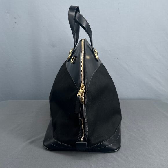 VTG Dooney & Bourke USA Black Leather Canvas Weekender Overnight Duffle No Strap - Picture 7 of 16